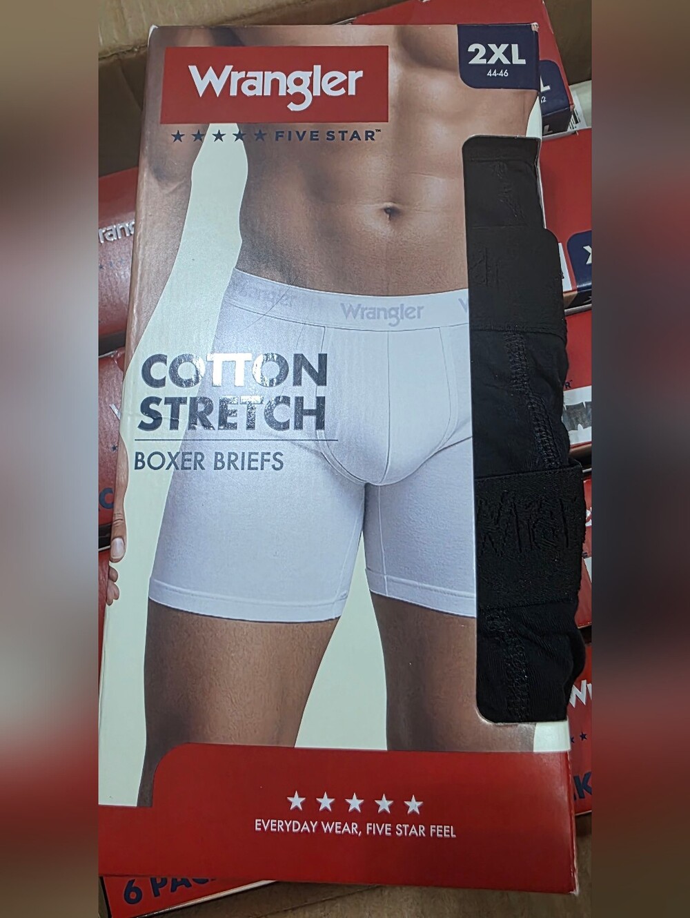 Wrangler Black Cotton Stretch Boxer Briefs Pack - 2XL